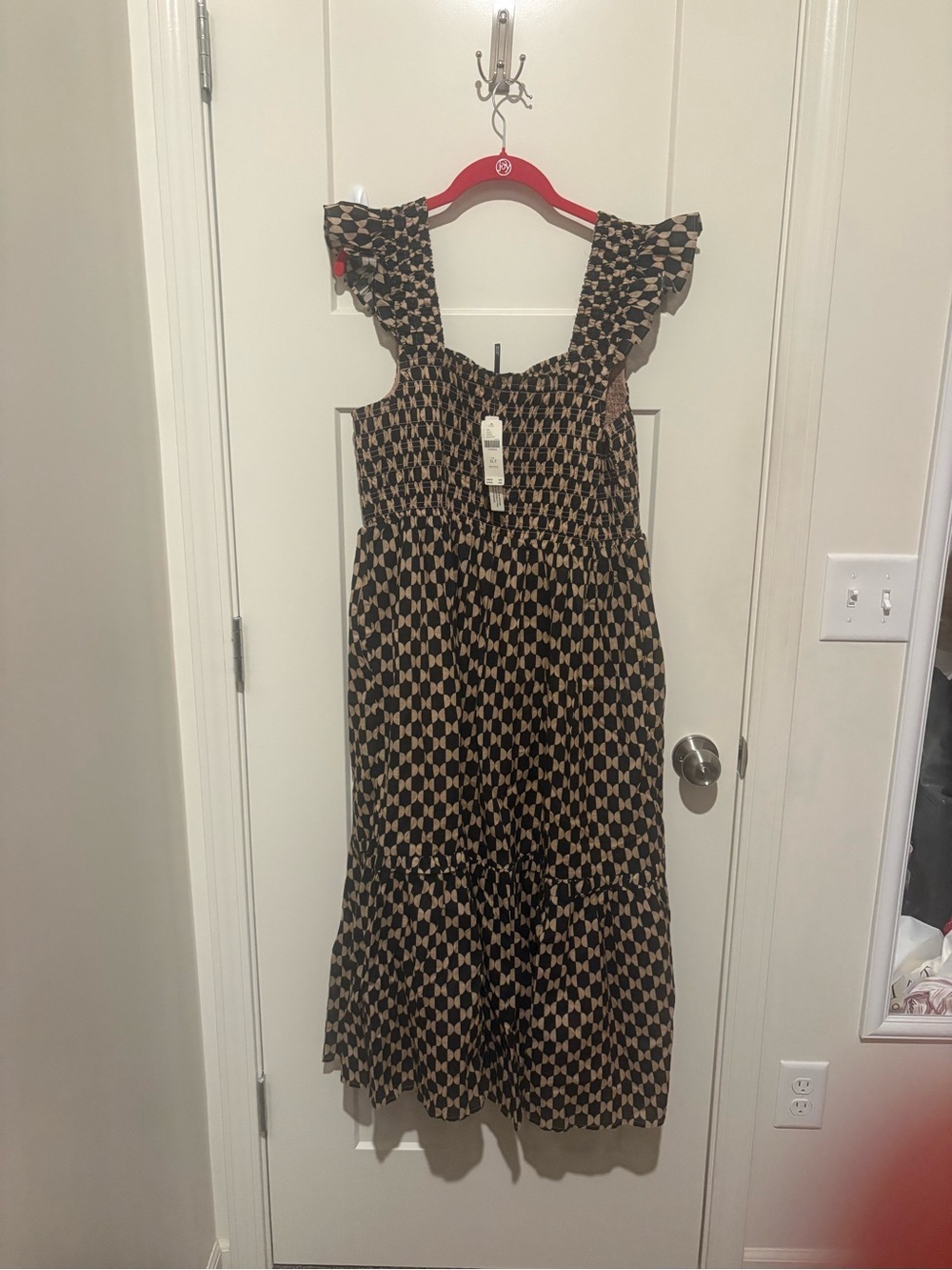 Anthropologie Peregrine Square-Neck Midi Dress XLP Color: Black Pattern NWT - Picture 3 of 5